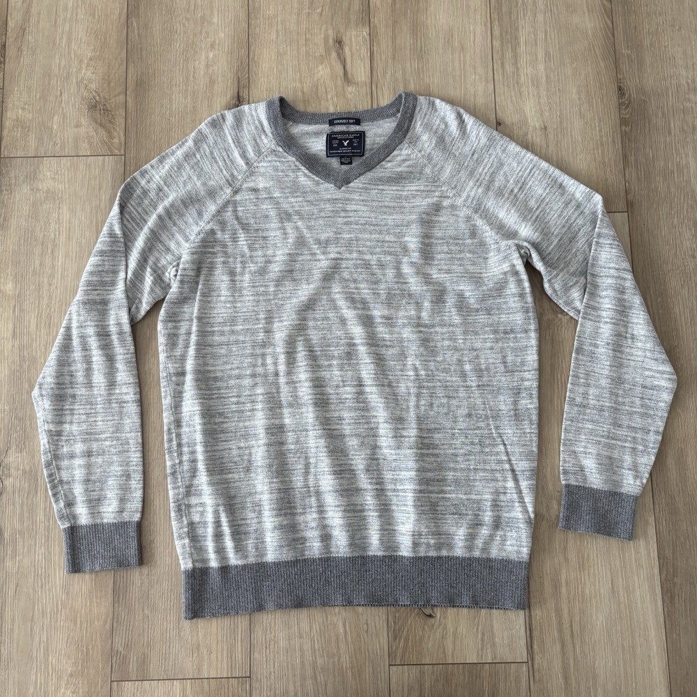 Mens American Eagle Outfitters Seriously Soft Sweater V-Neck Long Sleeve Size LT